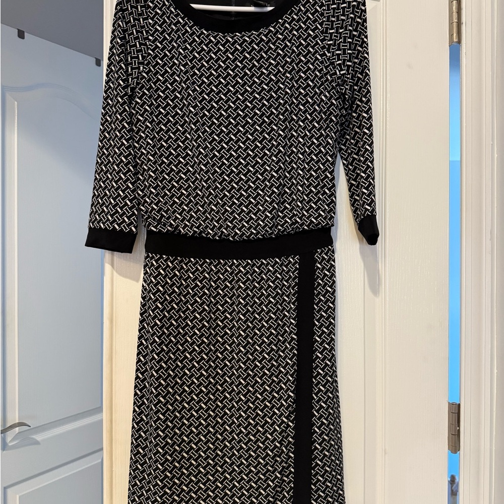 White House Black Market Black and White Patterned Dress